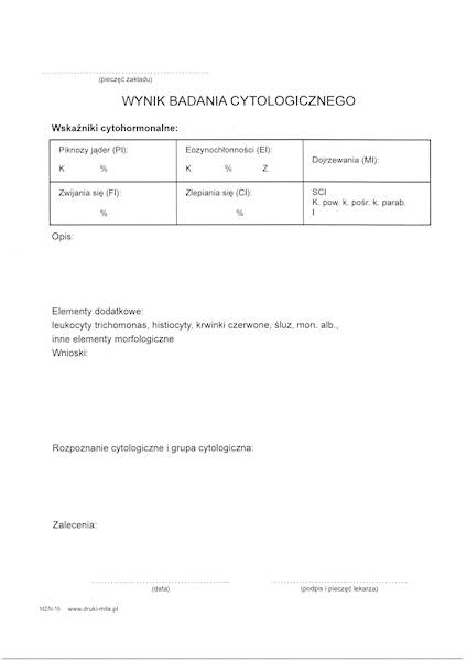 Karta badania cytologicznego MZ/N-16 A5