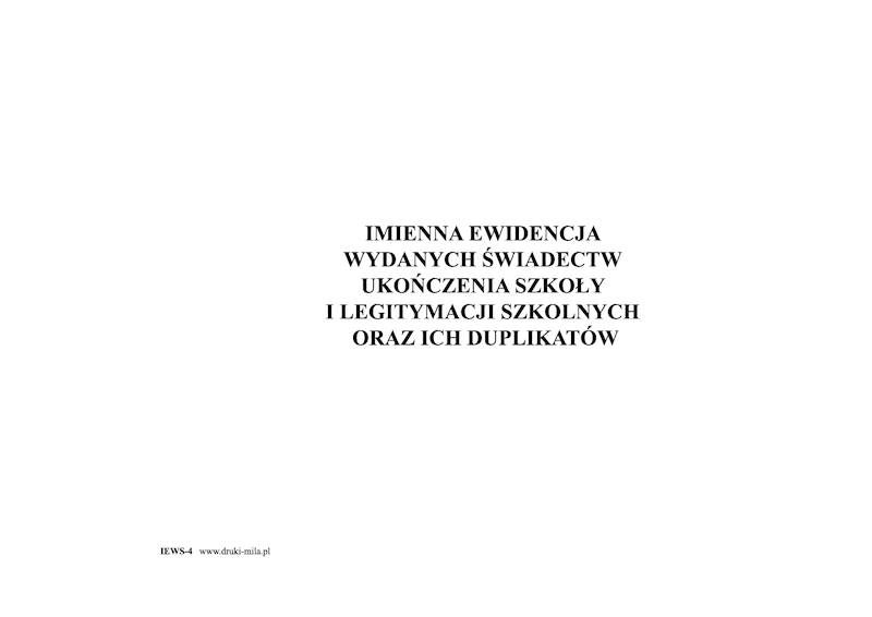 Imienna ewidencja wydanych świadectw IEWS-4