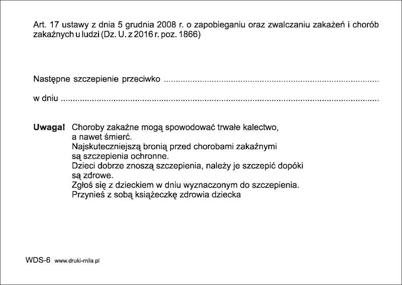 Wezwanie do szczepień WDS-6 80k.