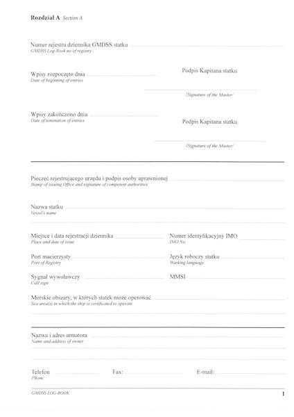 Dziennik GMDSS GMDSS LOG-BOOK
