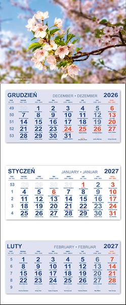 Kalendarz trójdzielny 2027 (25) KWIAT WIŚNI