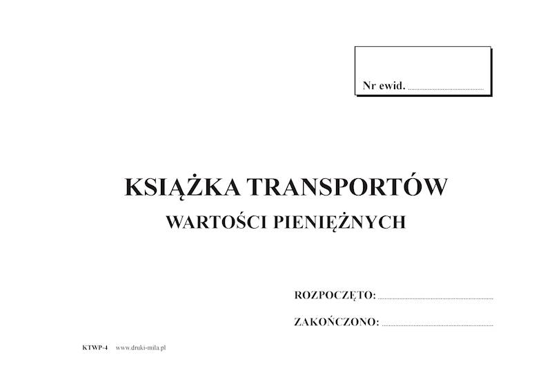 Książka transportów wartości pieniężnych A4 100k.