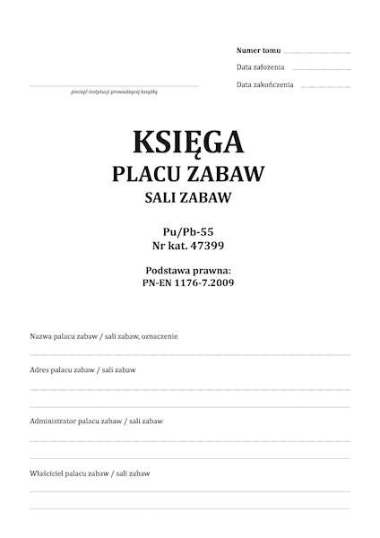 Księga placu zabaw A4 80 stron 40k.