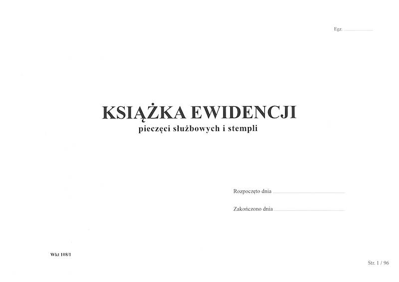 Książka ewidecnji pieczęci służbowych WKT-108/1
