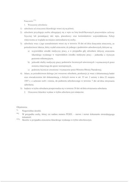 Orzeczenie lekarskie Art. 32 ochrona osób i mienia