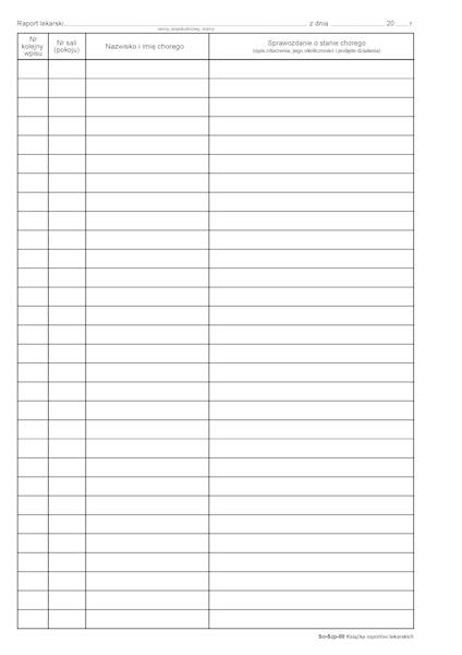Książka raportów lekarskich SO-SZP-88 tw. opr.100k