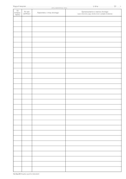 Książka raportów lekarskich SO-SZP-88 tw. opr.100k