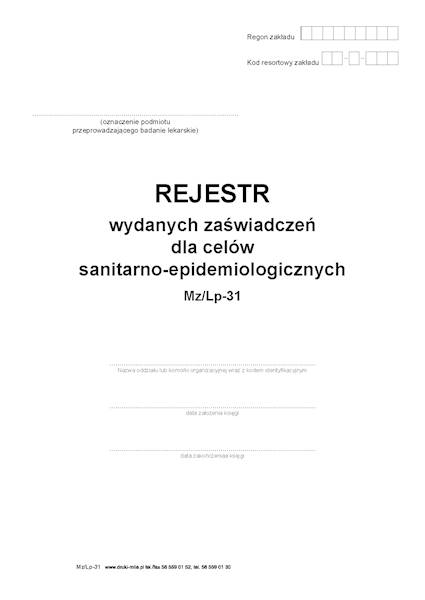 Rejestr wydanych zaświadczeń dla celów san-ep.80k.