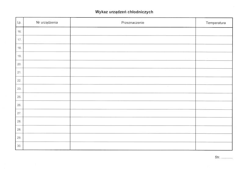 Rejestr termperatur w urządzeniach chłodniczych