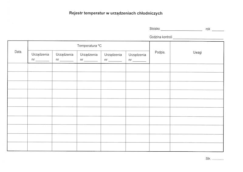 Rejestr termperatur w urządzeniach chłodniczych