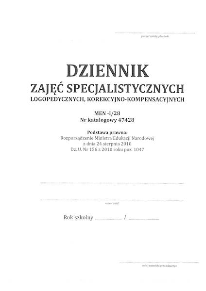 Dziennik zajęć specjalist. - logoped. MEN-I/28 64 
