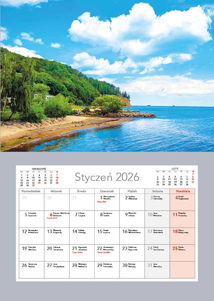 Kalendarz jednodzielny A3 2026 GDYNIA KLIF
