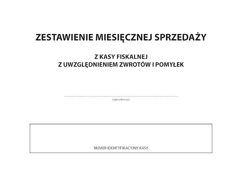 Zestawienie miesięcznej sprzedaży z kasy A5 32k.