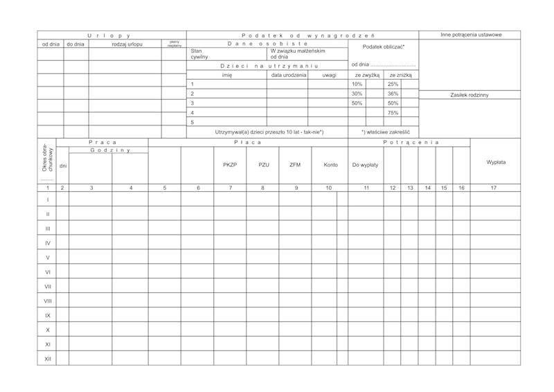Kartoteka wynagrodzeń A4 Zo-24