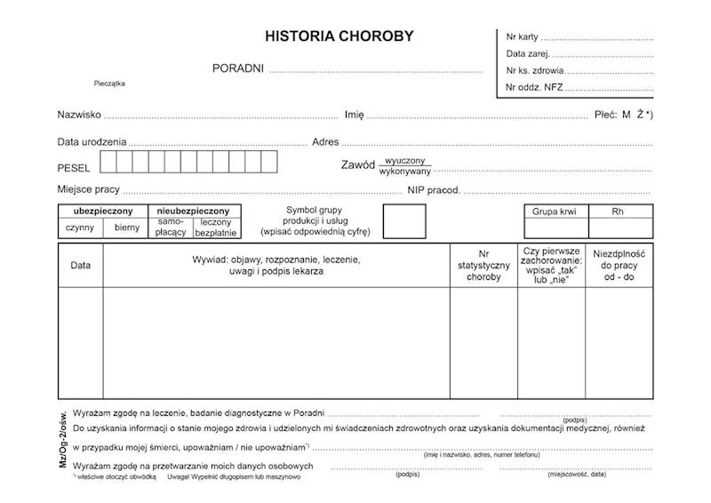 Historia choroby poradni MZ/OG-2/osw