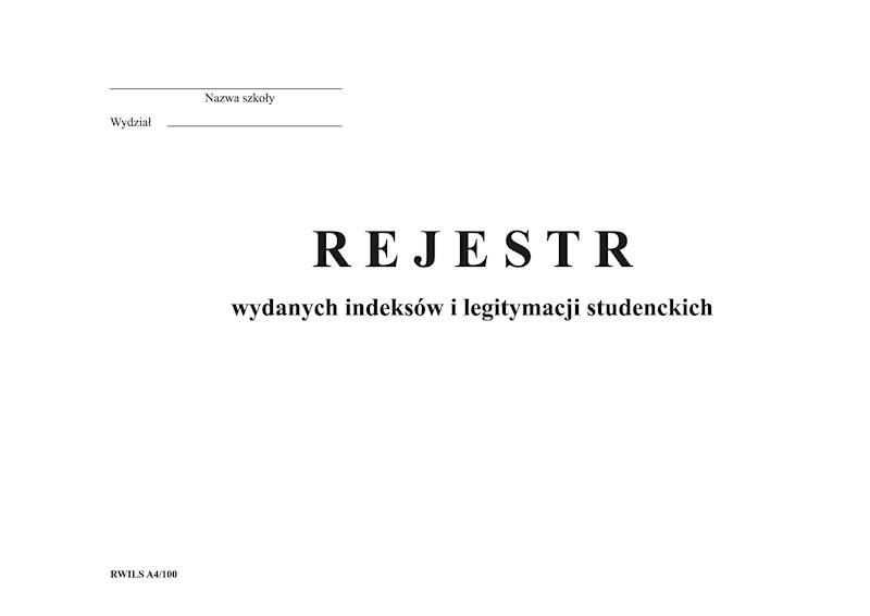 Rejstr wydanych indeksów i legitymacji studenckich