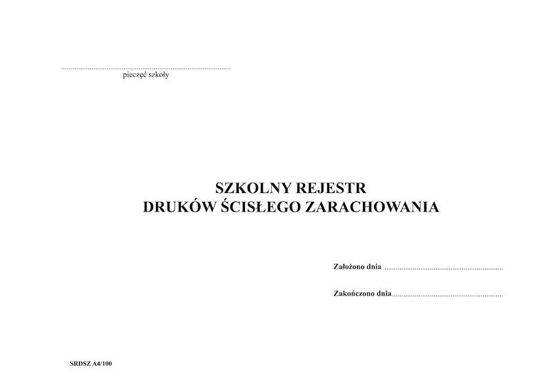 Szkolny rejestr druków ścisłego zarachowania A4