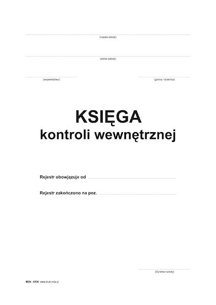 Książka kontroli wewnetrznej MEN-KKW 48 stron