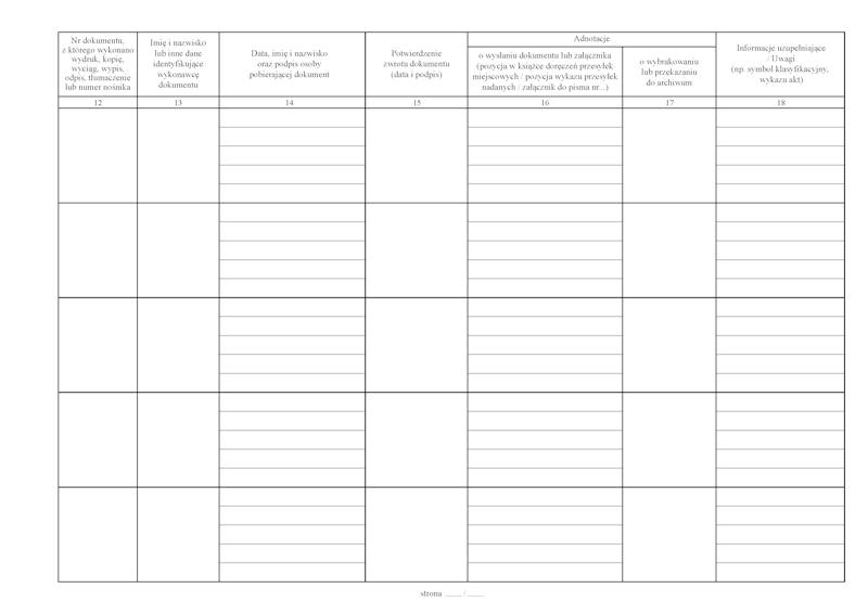 Dziennik ewidencyjny Kancelaria tajna 100k. tw. op