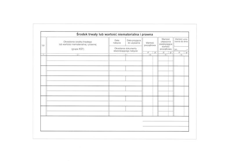 Ewidencja środków trwałych K-8 A-5 16k.