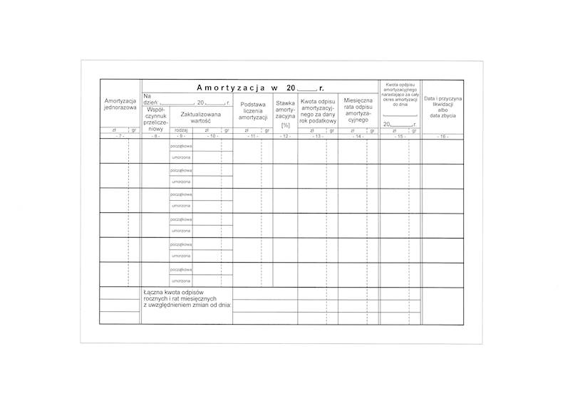 Ewidencja środków trwałych K-8 A-5 16k.