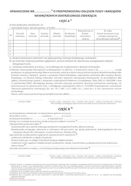 Oświadczenie o przeprowadzeniu oględzin tuszy A5