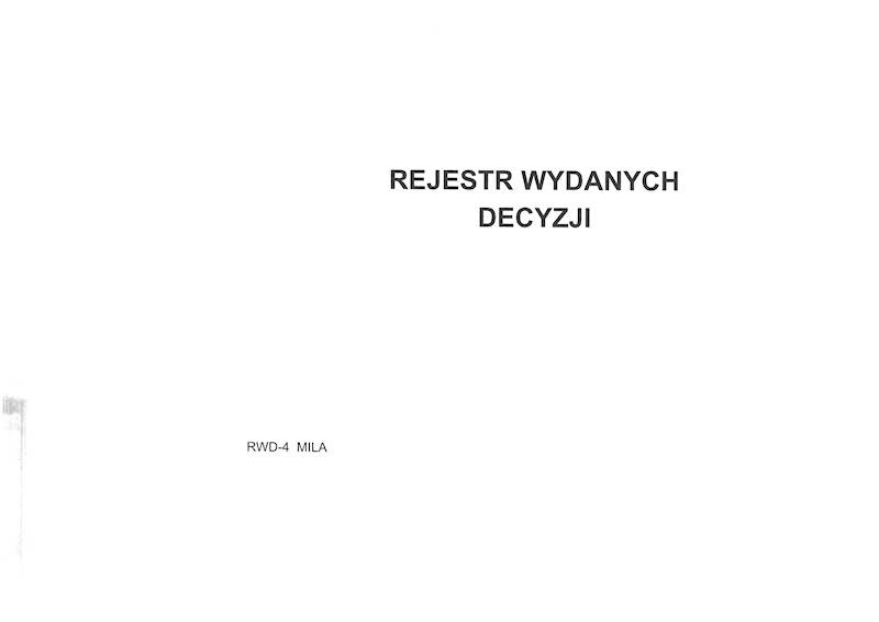Rejestr wydanych decyzji A4 100k. tw. opr. RWD-4