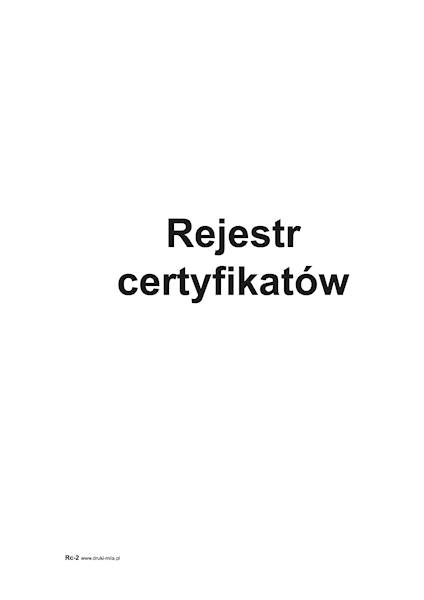 Rejestr certyfikatów RC-2 A4/100 k.t.oprawa