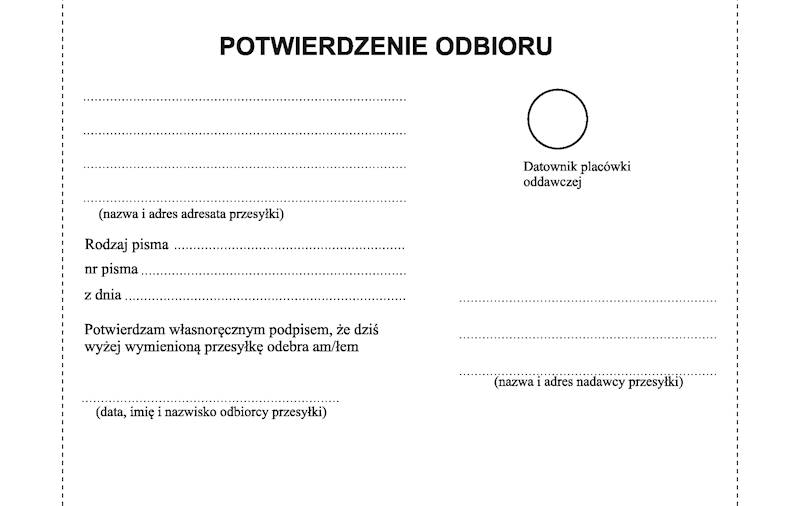 Zwrotne potwierdzenie odbioru dyscyplina finansów