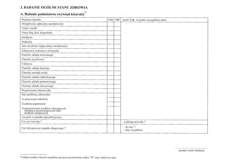Karta badania kierowcy KBK-5