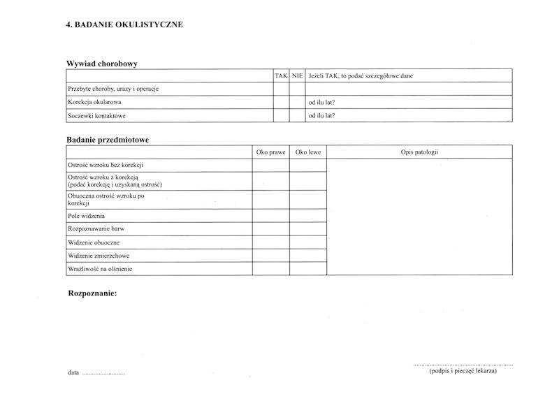 Karta badania kierowcy KBK-5