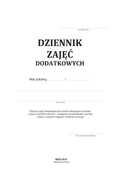 Dziennik zajęć dodatkowych MEN-I/6D