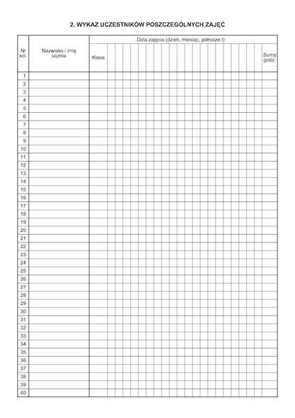 Dziennik zajęć dodatkowych MEN-I/6D