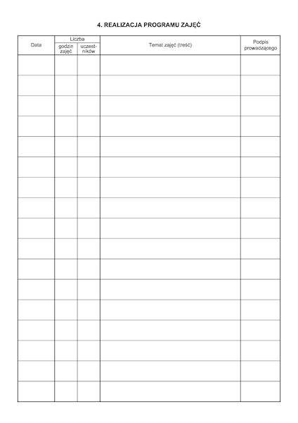 Dziennik zajęć dodatkowych MEN-I/6D