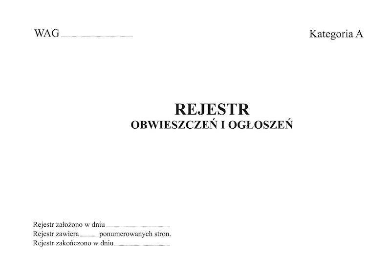 Rejestr obwieszczeń A4 100 k. tw.op. RO-4