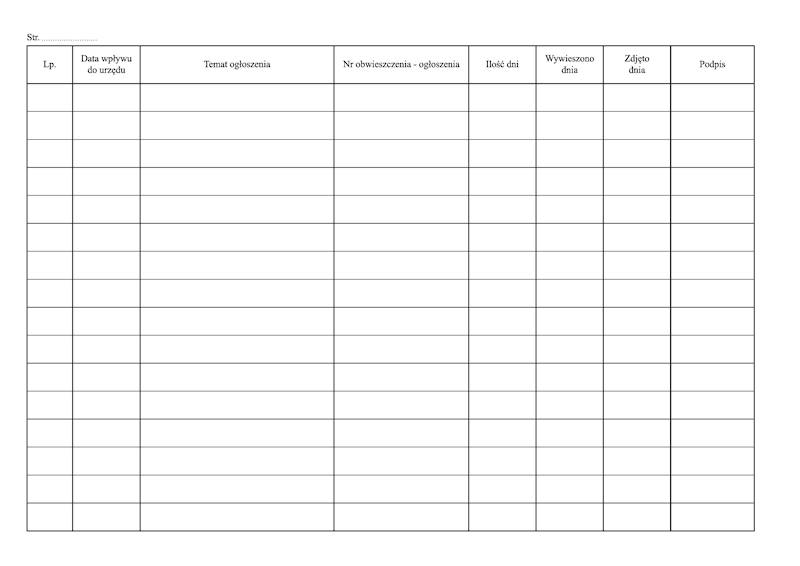 Rejestr obwieszczeń A4 100 k. tw.op. RO-4