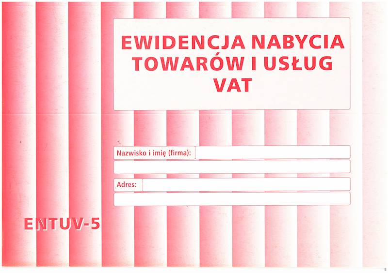 Ewidencja nabycia towarów i usług vat A5 ENTUV-5