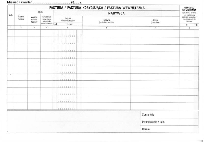 Ewidencja sprzedaży VAT A5