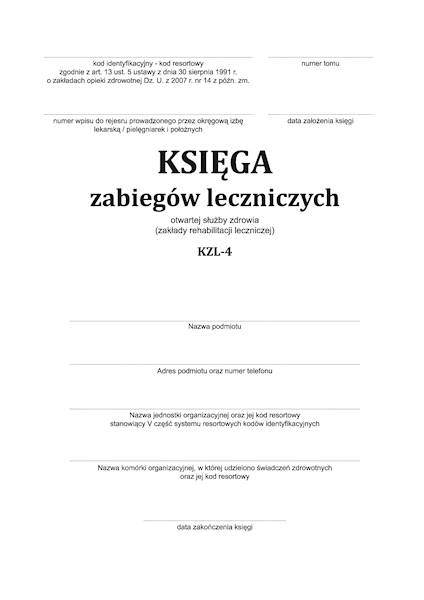 Księga zabiegów leczniczych KZL-4 100k. tw. oprawa