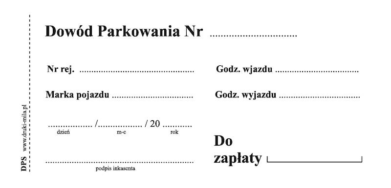 Dowód parkowania /samokopia/100k./