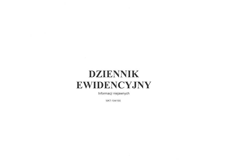 Dziennik ewidencyjny inf. niejawnych WKT-104/190