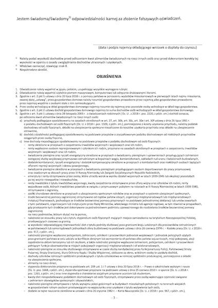 Oświadczenie o wyskokości dochodów  najemcy