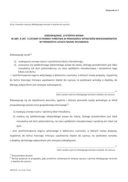 Zobowiązanie o którym mowa w art. 4