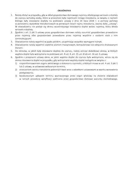 Oświadczenie o wcześniejszym stosowaniu dopłat