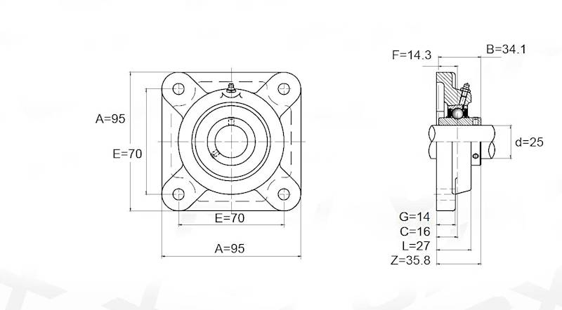 Zespół łożyskowy UCF 205 SNR