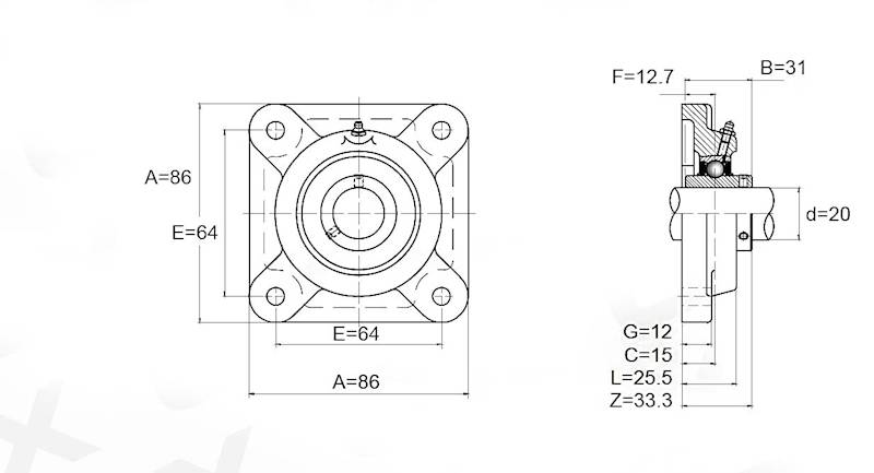 Zespół łożyskowy UCF 204 SNR