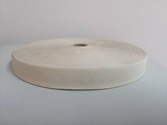Taśma bawełniana jodełka - 20mm - surowy - 50mb
