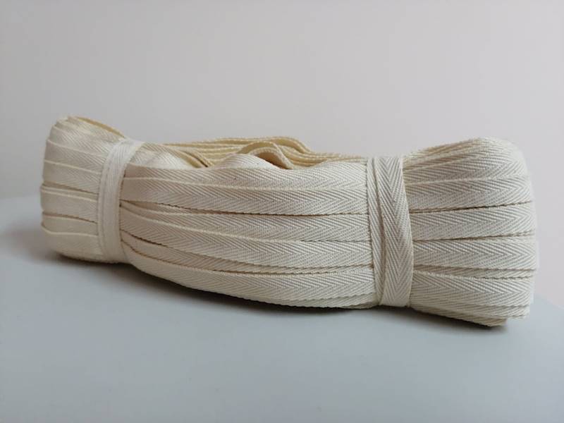Taśma bawełniana jodełka - 10mm - surowy - 50mb