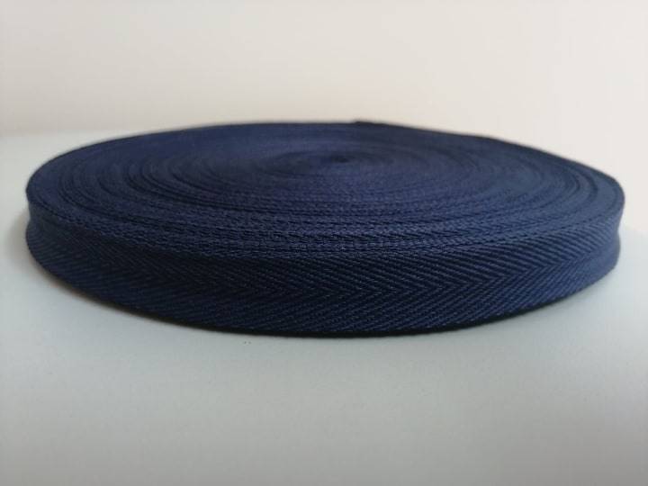 Taśma bawełniana jodełka - 15mm - granat - 50mb