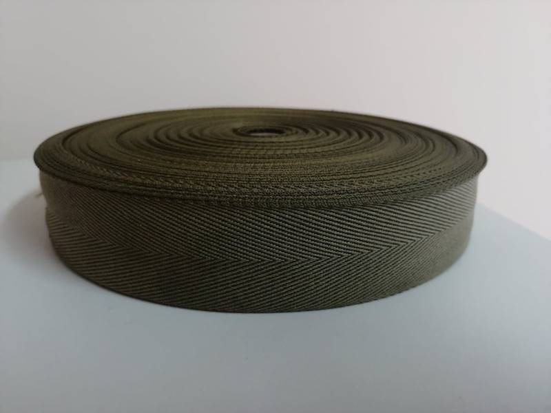 Tasma bawełniana jodełka - 30mm - khaki - 50mb